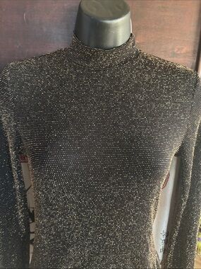 Forever 21 Black Metallic Turtleneck bodysuit